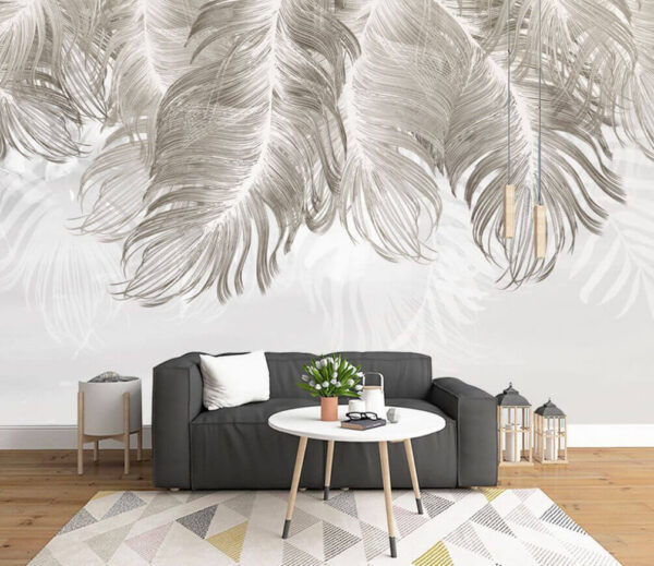 Delicate feathers on a soft backdrop Wall murals Delicate feathers on a soft backdrop