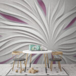 Wall murals White and purple swirls on a white surface