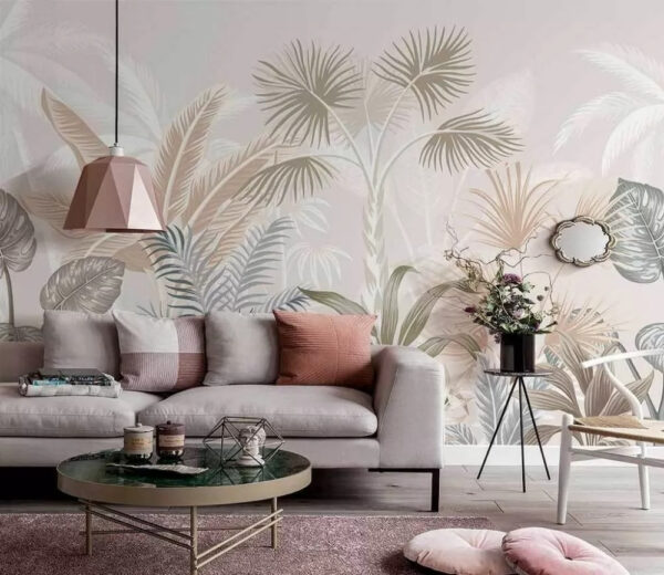 Tropical leaves in muted tones Wall murals Tropical leaves in muted tones