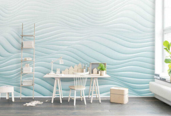 White and blue wavy pattern Wall murals White and blue wavy pattern