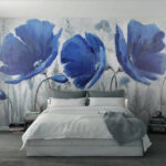 Wall murals Vibrant blue flowers in bloom