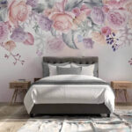Wall murals Blush florals with delicate butterflies.
