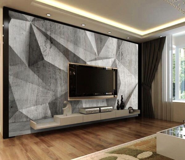 Geometric concrete wall pattern design. Wall murals Geometric concrete wall pattern design.