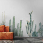 Wall murals Watercolor cacti arranged in rows.