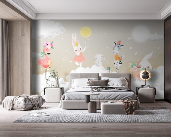 Group of animals on clouds Wall murals Group of animals on clouds