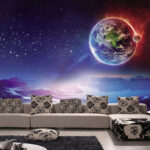 Wall murals Alien landscape under the starry night