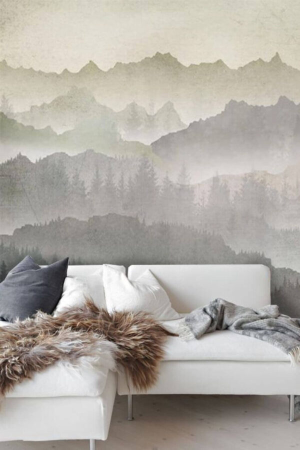 Birds flying over a mountain range Wall murals Birds flying over a mountain range