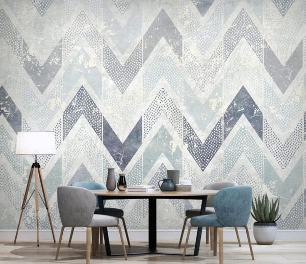 Pattern of blue and white chevrons Wall murals Pattern of blue and white chevrons