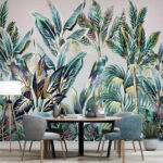 Wall murals Tropical foliage with hidden birds