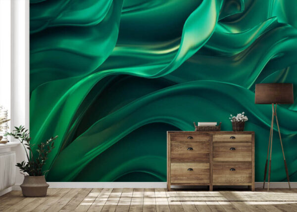 Green fabric with folds Wall murals Green fabric with folds