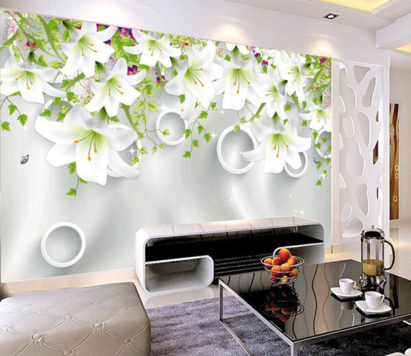White flowers and rings Wall murals White flowers and rings