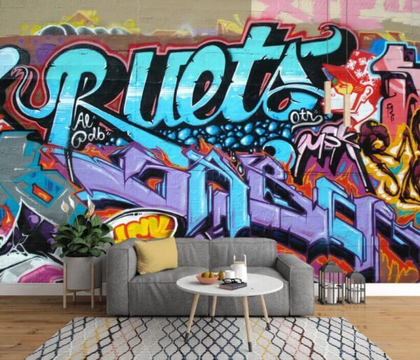 Urban graffiti art in vibrant colors Wall murals Urban graffiti art in vibrant colors