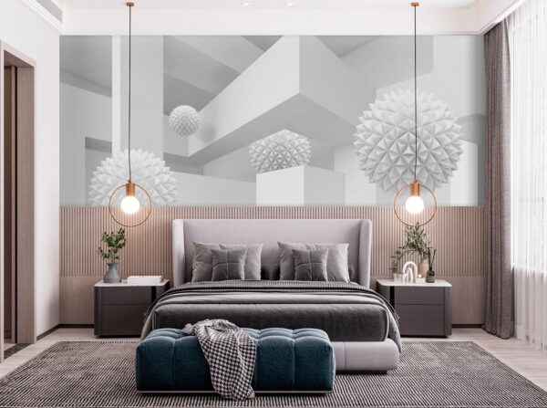 Wall murals White room with white balls (SKU: u14149) Wall murals Wall murals White room with white balls (SKU: u14149)