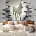 Wall murals White horse running