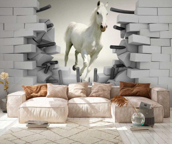 White horse running Wall murals White horse running