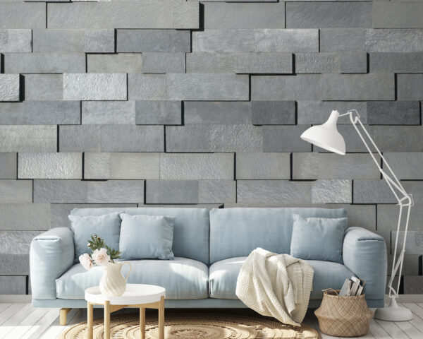 Wall of grey bricks Wall murals Wall of grey bricks