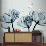 Wall murals Black and white image of flowers