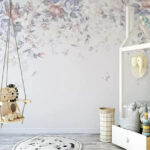 Wall murals Pastel flowers and butterflies flutter.
