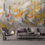 Wall murals Colorful fish swimming in formation.