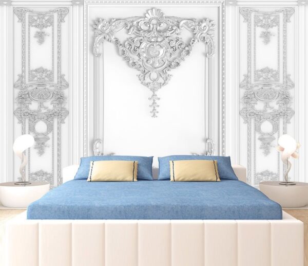 White wall with ornate designs Wall murals White wall with ornate designs