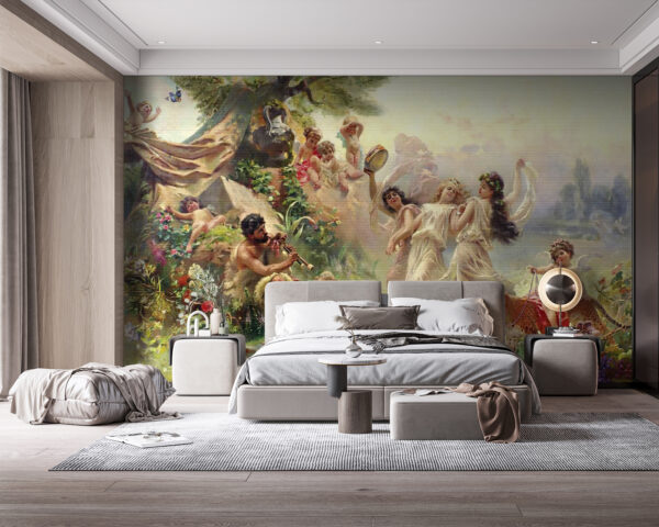 Painting of people dancing in a forest Wall murals Painting of people dancing in a forest