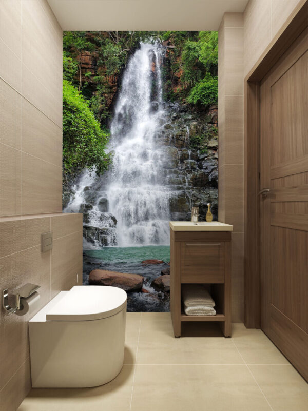 Majestic waterfall amid lush greenery Wall murals Majestic waterfall amid lush greenery