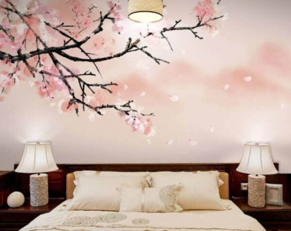 Gentle blossoms dance in spring breeze Wall murals Gentle blossoms dance in spring breeze