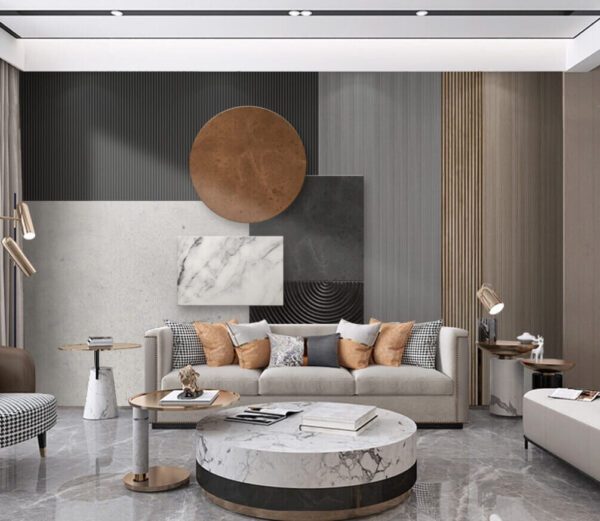 Textured tiles in geometric arrangement Wall murals Textured tiles in geometric arrangement