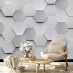 Wall murals White hexagons on a wall