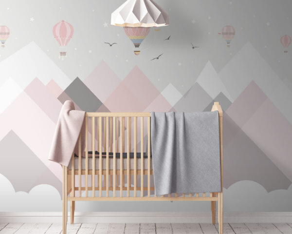 Hot air balloons over mountains Wall murals Hot air balloons over mountains