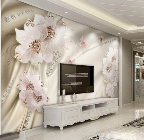 Wallpaper with flowers and butterflies Wall murals Wallpaper with flowers and butterflies