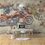 Wall murals Motorcycle on a map