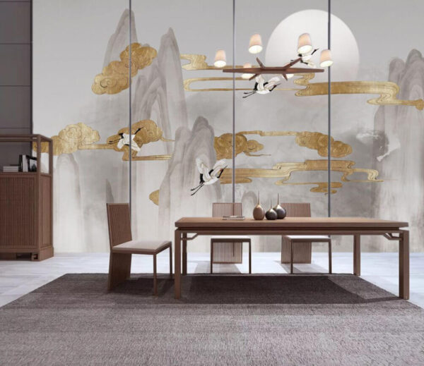 Painting of birds flying in the sky Wall murals Painting of birds flying in the sky