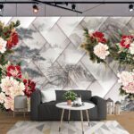 Wall murals Group of flowers on a white background