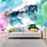 Wall murals Horse in different colors of smoke