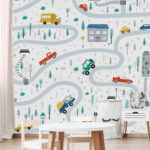 Wall murals Map of cars and buildings
