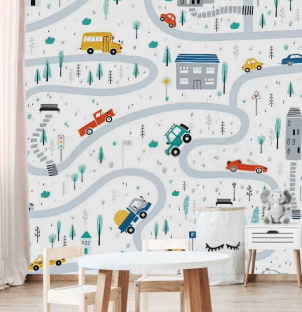 Wall murals Wall murals Map of cars and buildings (SKU: u19938)