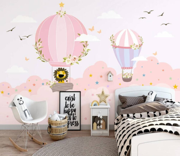 Cartoon of hot air balloons in the sky Wall murals Cartoon of hot air balloons in the sky