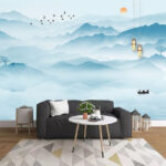 Wall murals Birds flying over mountains
