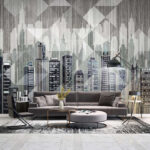 Wall murals City skyline with many buildings