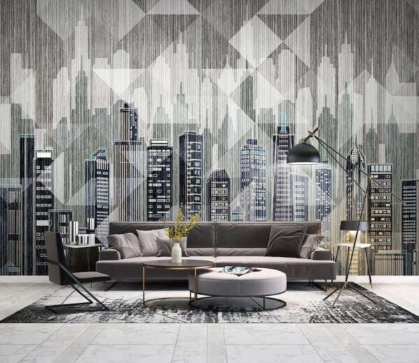 City skyline with many buildings Wall murals City skyline with many buildings