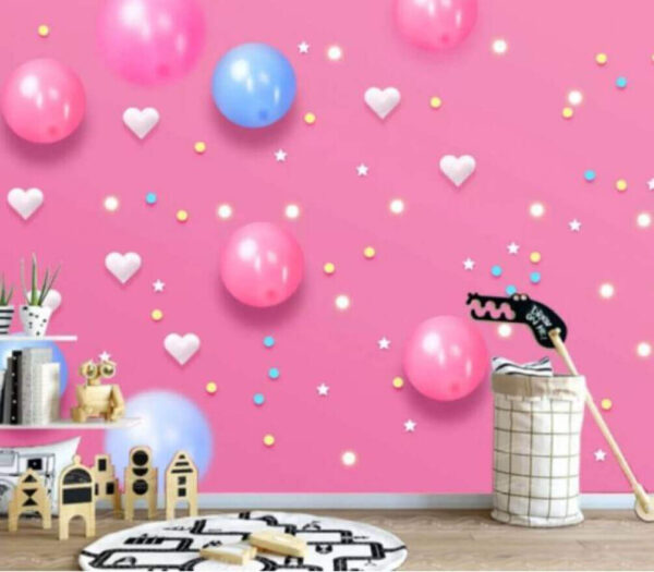 Pink background with white and blue balloons and stars Wall murals Pink background with white and blue balloons and stars