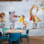 Wall murals Cartoon of a hippo playing a violin