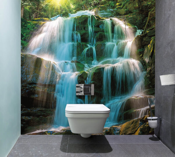Mystical waterfall in lush forest Wall murals Mystical waterfall in lush forest