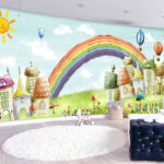 Wall murals Rainbow over a house