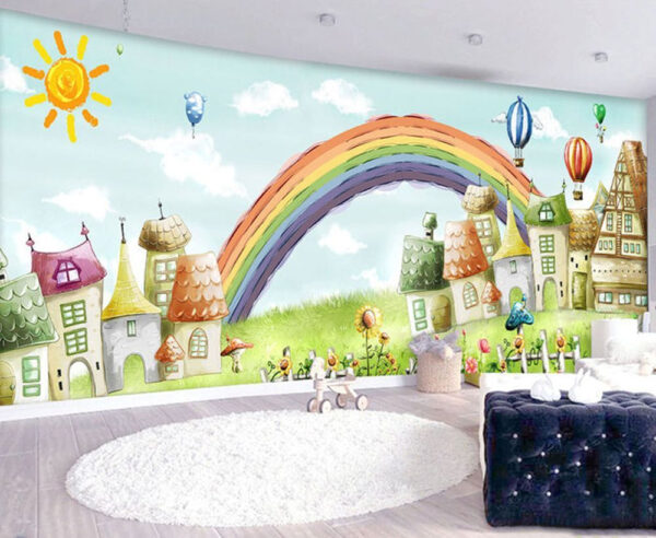 Rainbow over a house Wall murals Rainbow over a house