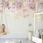 Wall murals Butterflies and roses in harmony