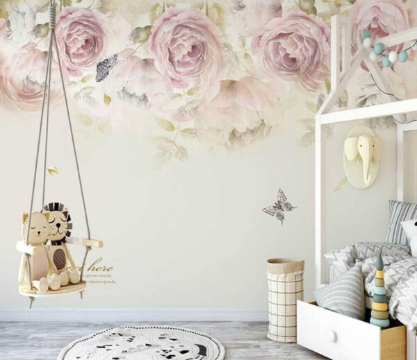 Wall murals Butterflies and roses in harmony (SKU: u29042) Wall murals Wall murals Butterflies and roses in harmony (SKU: u29042)