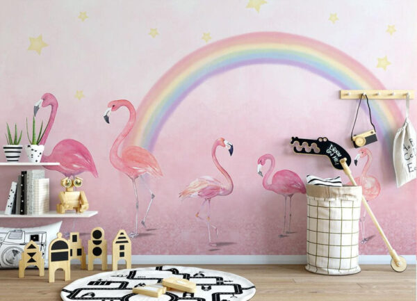 Pink flamingo on a pink background Wall murals Pink flamingo on a pink background