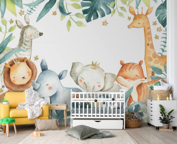 Watercolor of an elephant and fox Wall murals Watercolor of an elephant and fox